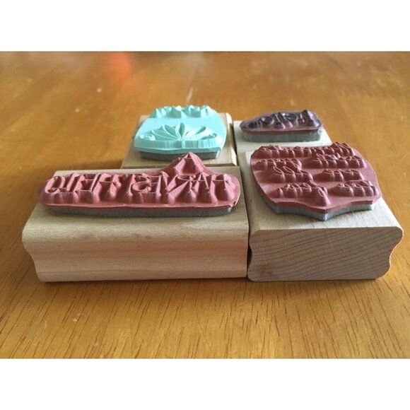 4 Stamps 2000 Retired Stampin Up  Wood Rubber Mounted A Harvest Hello  "for you" - Picture 3 of 3